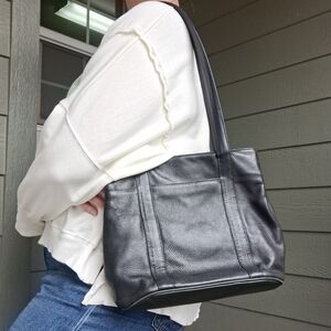 Vintage Orvis Black Leather Tote Basic Chic